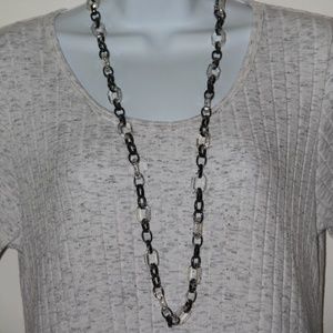 Coldwater Creek Gunmetal And Clear Link Necklace